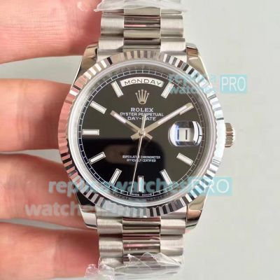 Noob Rolex Day-Date II 40mm Watch Black Dial 904L - Swiss ETA3255